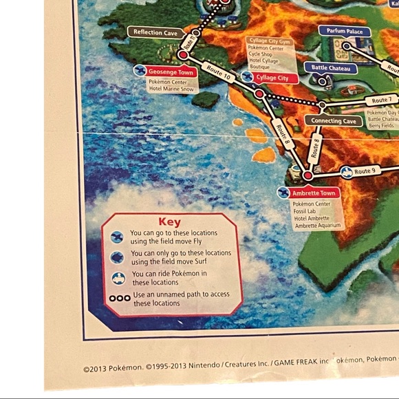 2013 Pokemon X Y The Official Kalos Region MAP & Matchup Chart Nintendo 3DS - Picture 8 of 10